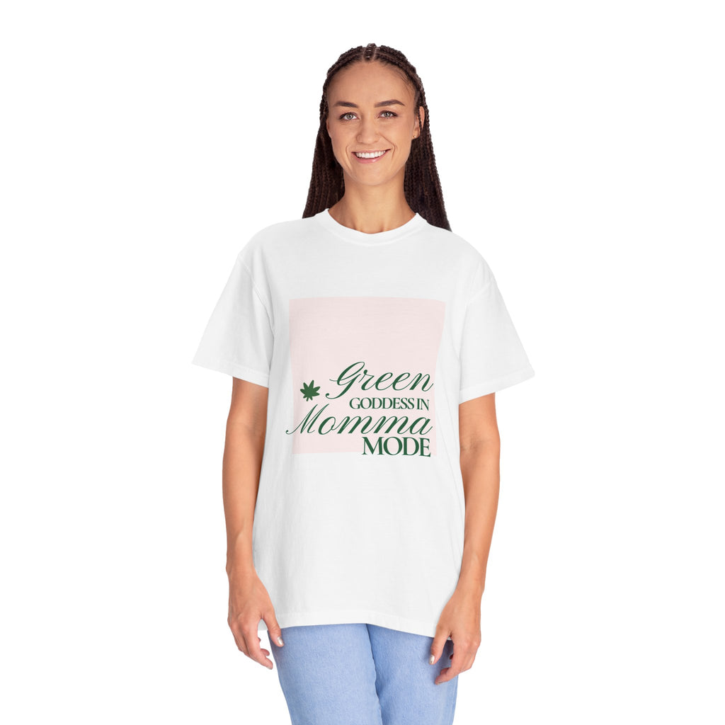 Cannabis women shirt "green goddess in momma mode"
