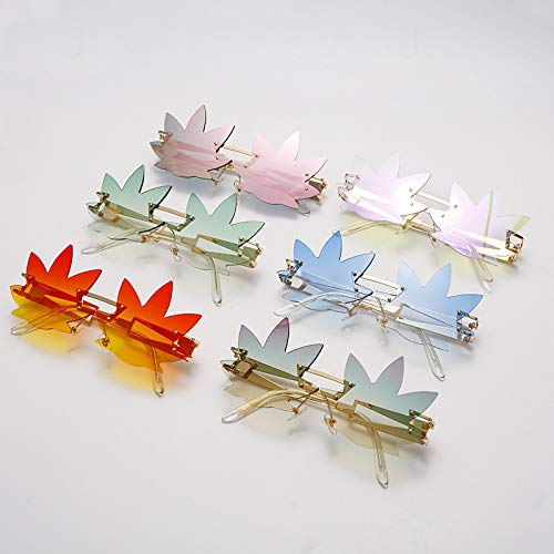 Vintage Punk Sunglasses Men Women 2020 Fashion Colorful Rimless Leaf-shaped Sun Glasses