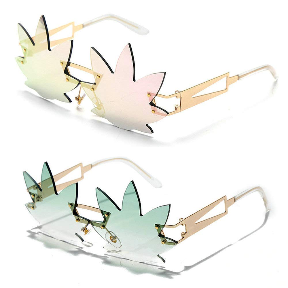 Vintage Punk Sunglasses Men Women 2020 Fashion Colorful Rimless Leaf-shaped Sun Glasses
