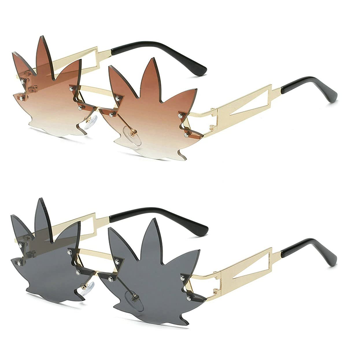 Vintage Punk Sunglasses Men Women 2020 Fashion Colorful Rimless Leaf-shaped Sun Glasses