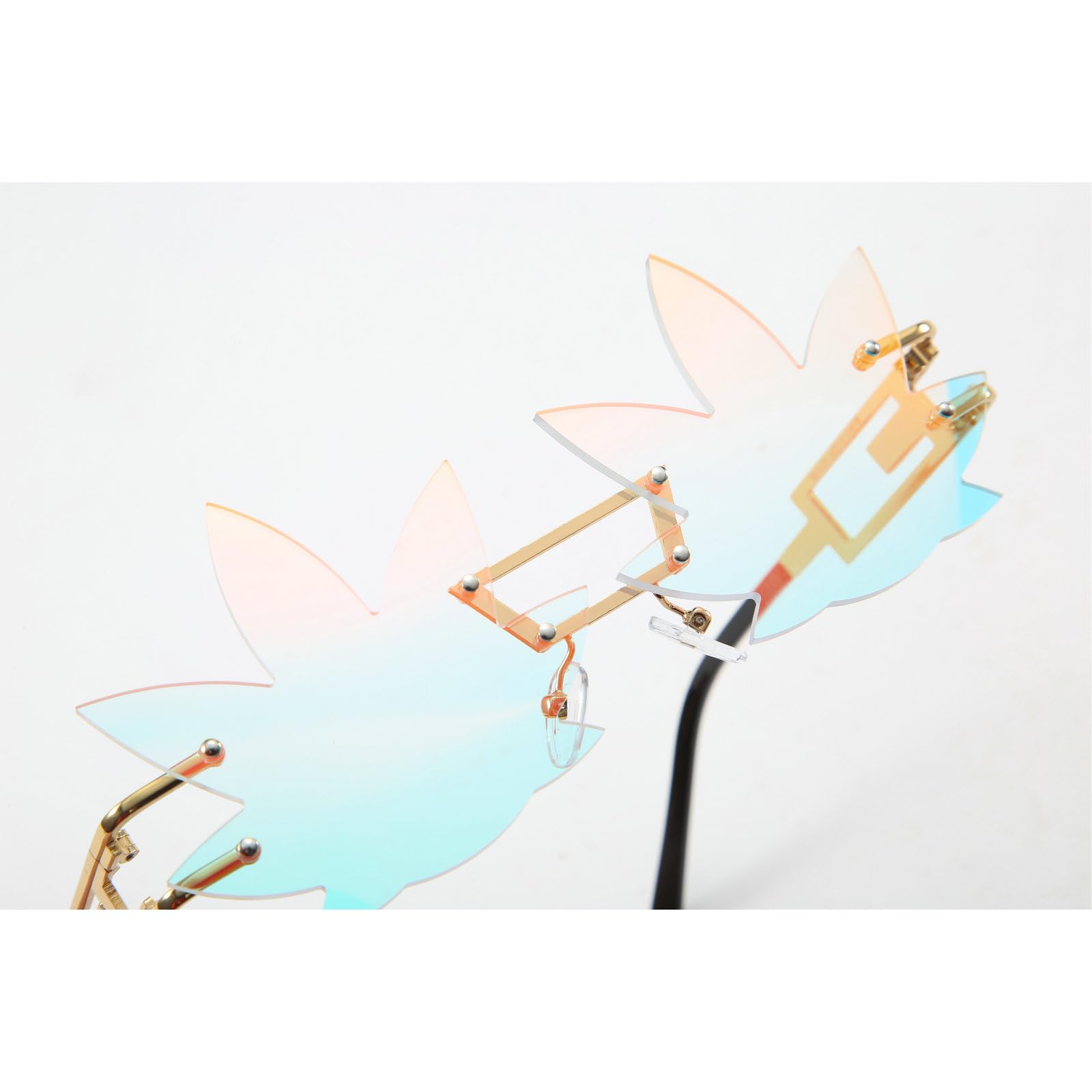 Vintage Punk Sunglasses Men Women 2020 Fashion Colorful Rimless Leaf-shaped Sun Glasses