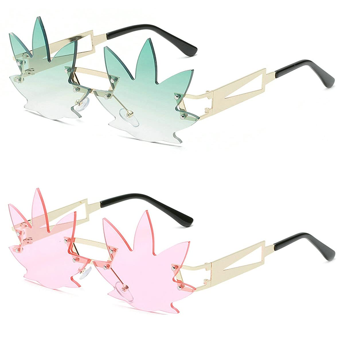 Vintage Punk Sunglasses Men Women 2020 Fashion Colorful Rimless Leaf-shaped Sun Glasses