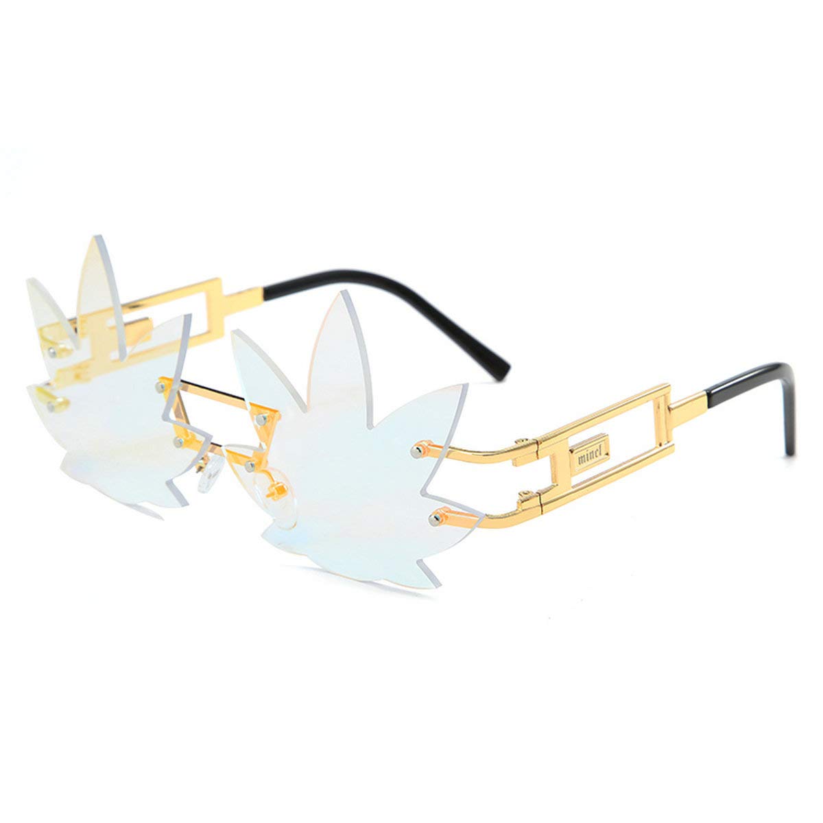 Vintage Punk Sunglasses Men Women 2020 Fashion Colorful Rimless Leaf-shaped Sun Glasses