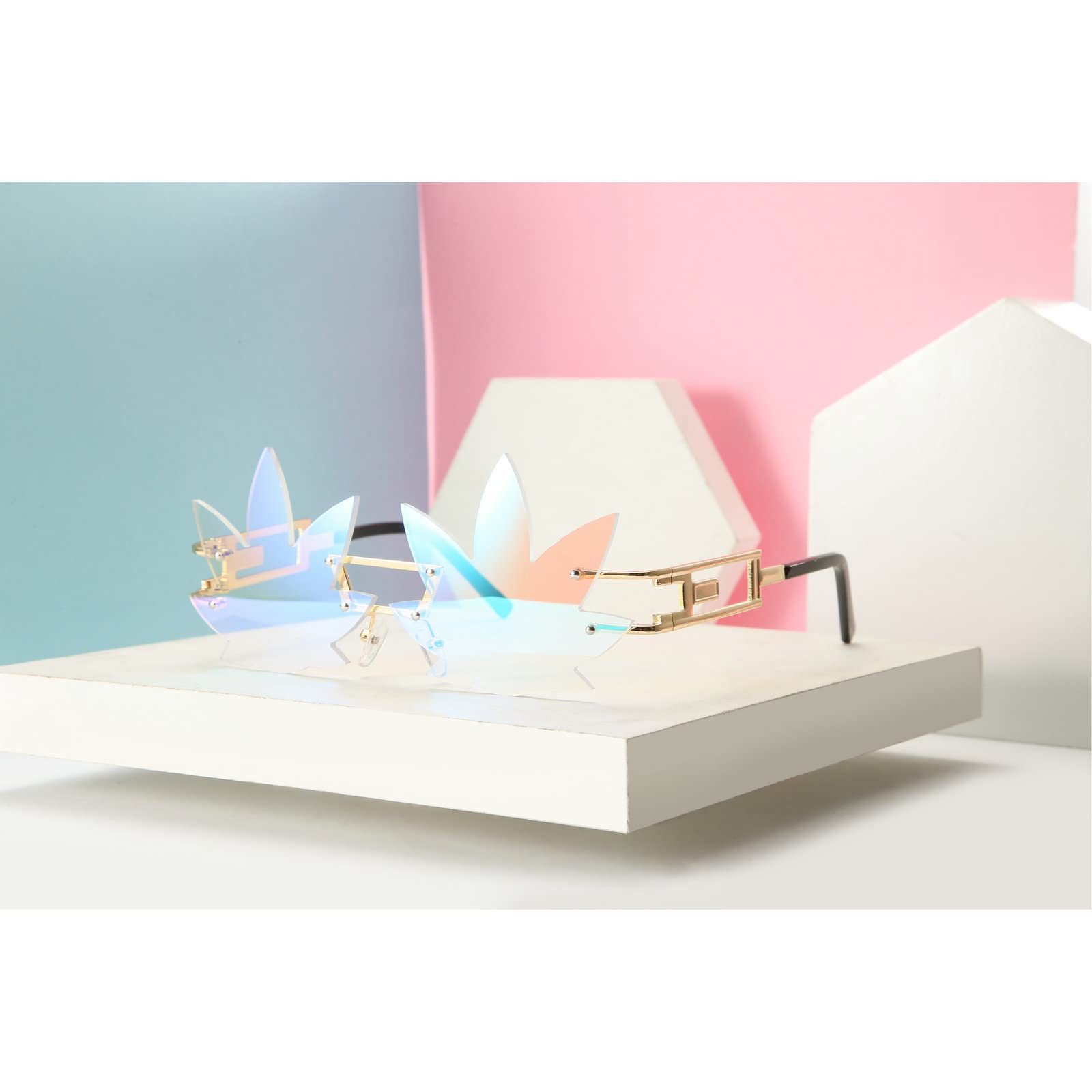 Vintage Punk Sunglasses Men Women 2020 Fashion Colorful Rimless Leaf-shaped Sun Glasses