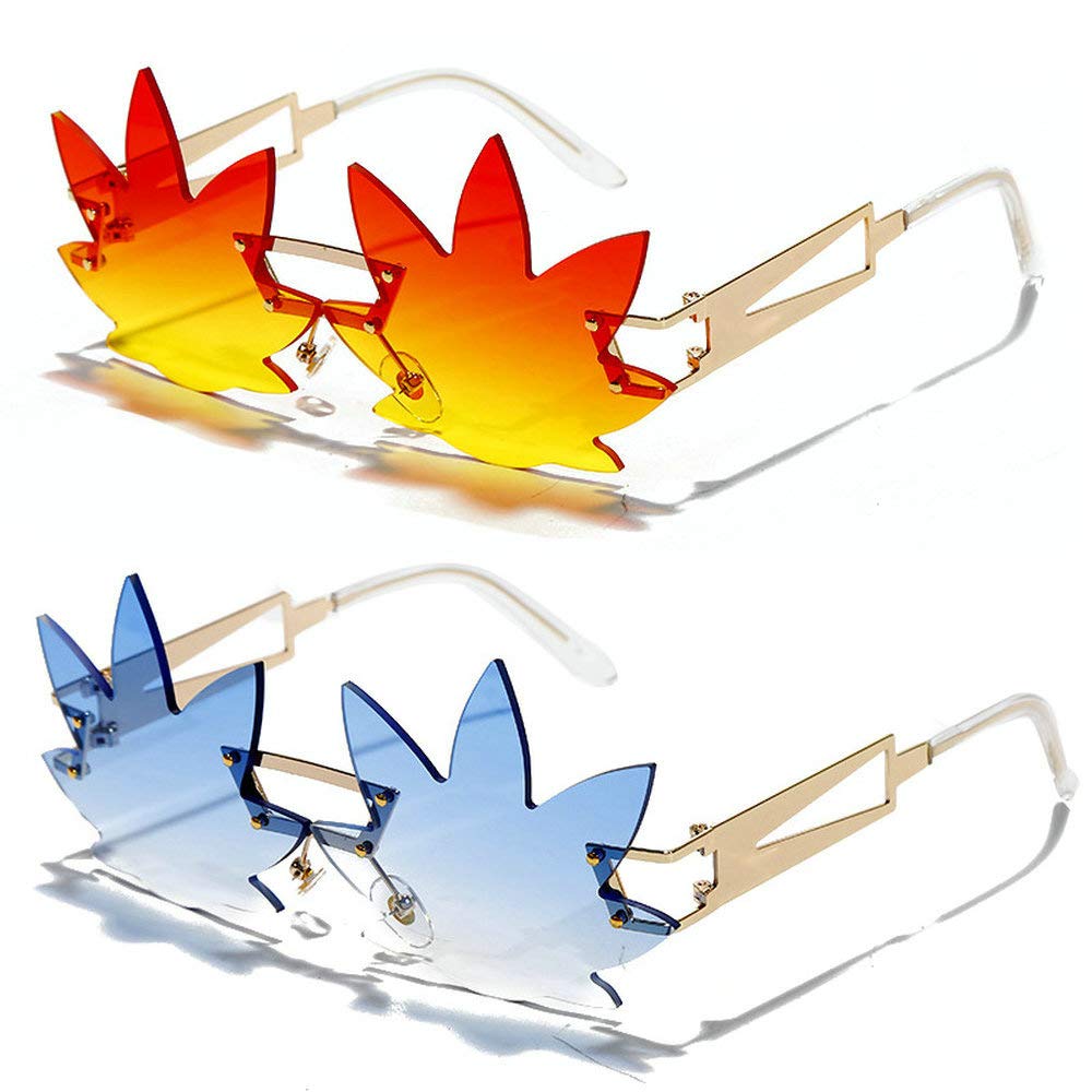 Vintage Punk Sunglasses Men Women 2020 Fashion Colorful Rimless Leaf-shaped Sun Glasses