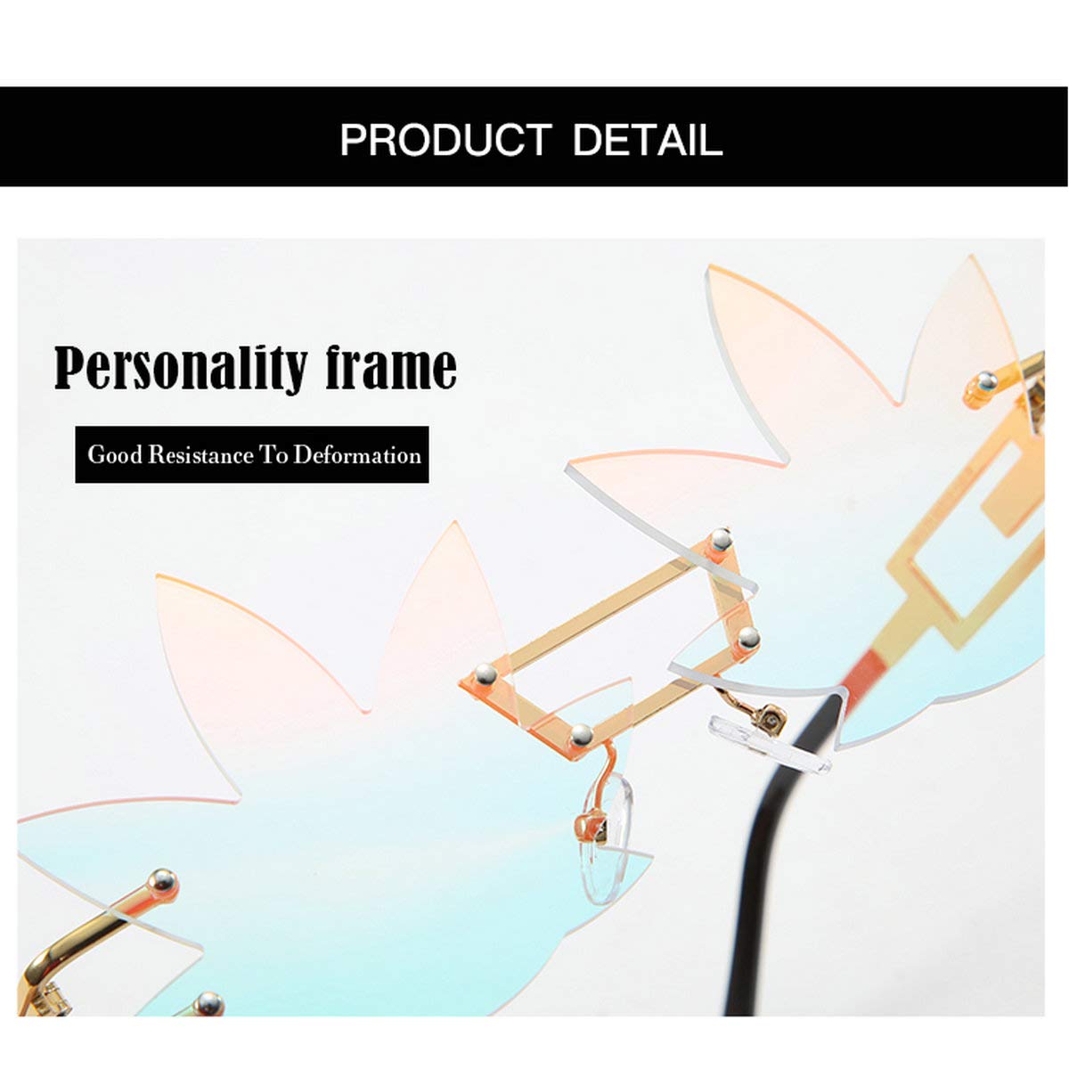 Vintage Punk Sunglasses Men Women 2020 Fashion Colorful Rimless Leaf-shaped Sun Glasses