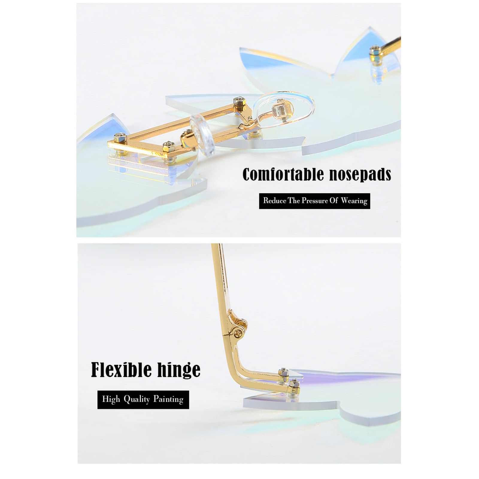 Vintage Punk Sunglasses Men Women 2020 Fashion Colorful Rimless Leaf-shaped Sun Glasses