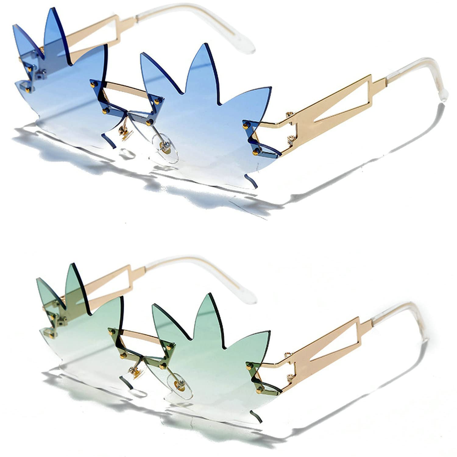 Vintage Punk Sunglasses Men Women 2020 Fashion Colorful Rimless Leaf-shaped Sun Glasses