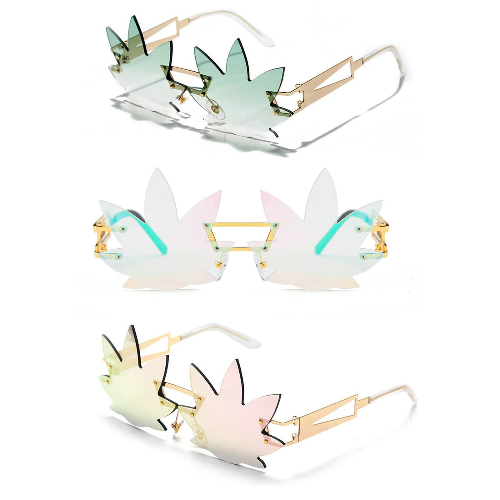 Vintage Punk Sunglasses Men Women 2020 Fashion Colorful Rimless Leaf-shaped Sun Glasses