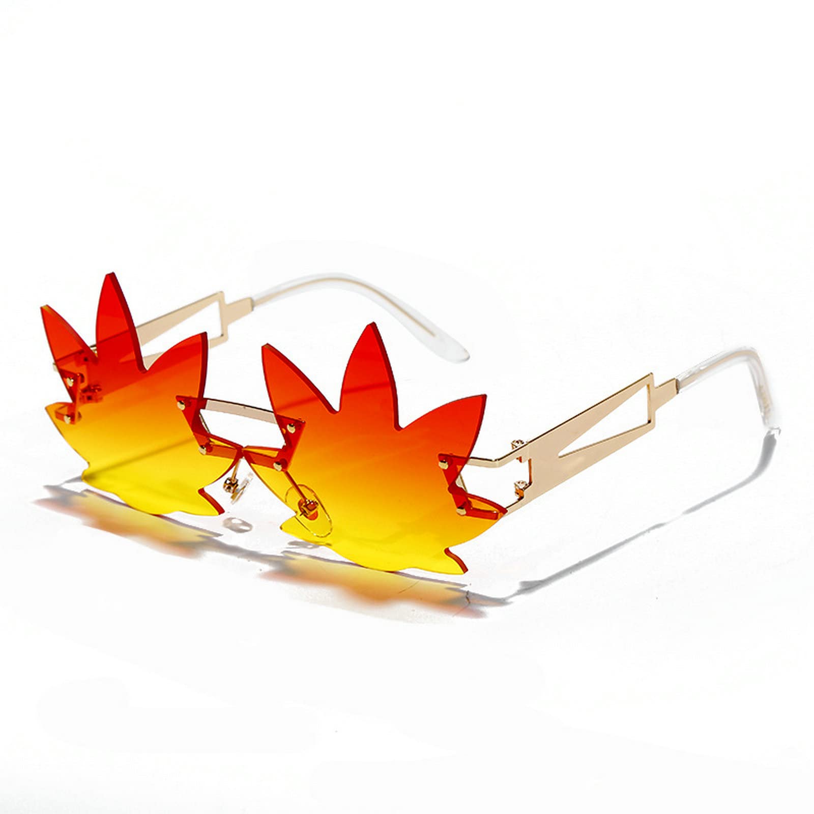 Vintage Punk Sunglasses Men Women 2020 Fashion Colorful Rimless Leaf-shaped Sun Glasses