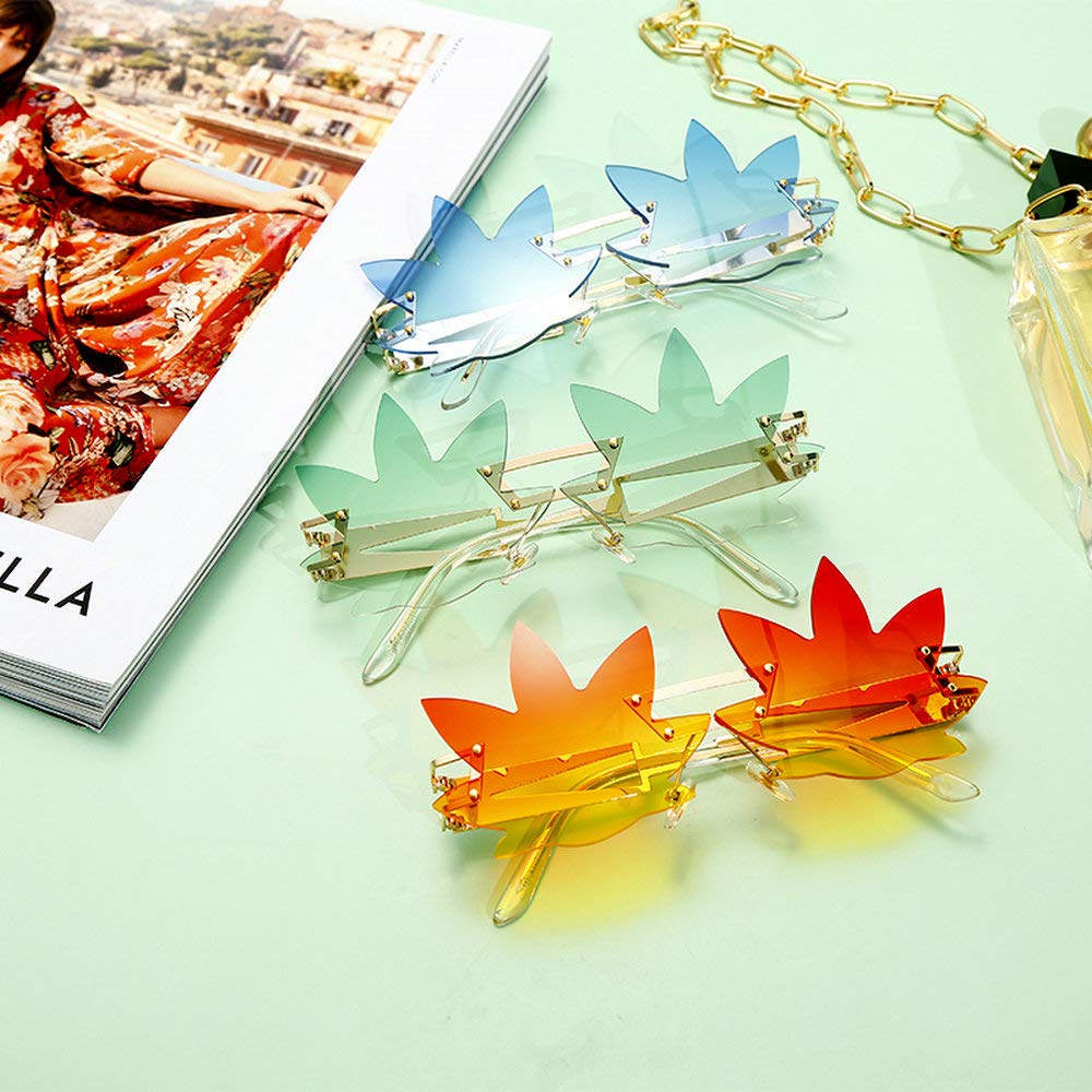 Vintage Punk Sunglasses Men Women 2020 Fashion Colorful Rimless Leaf-shaped Sun Glasses