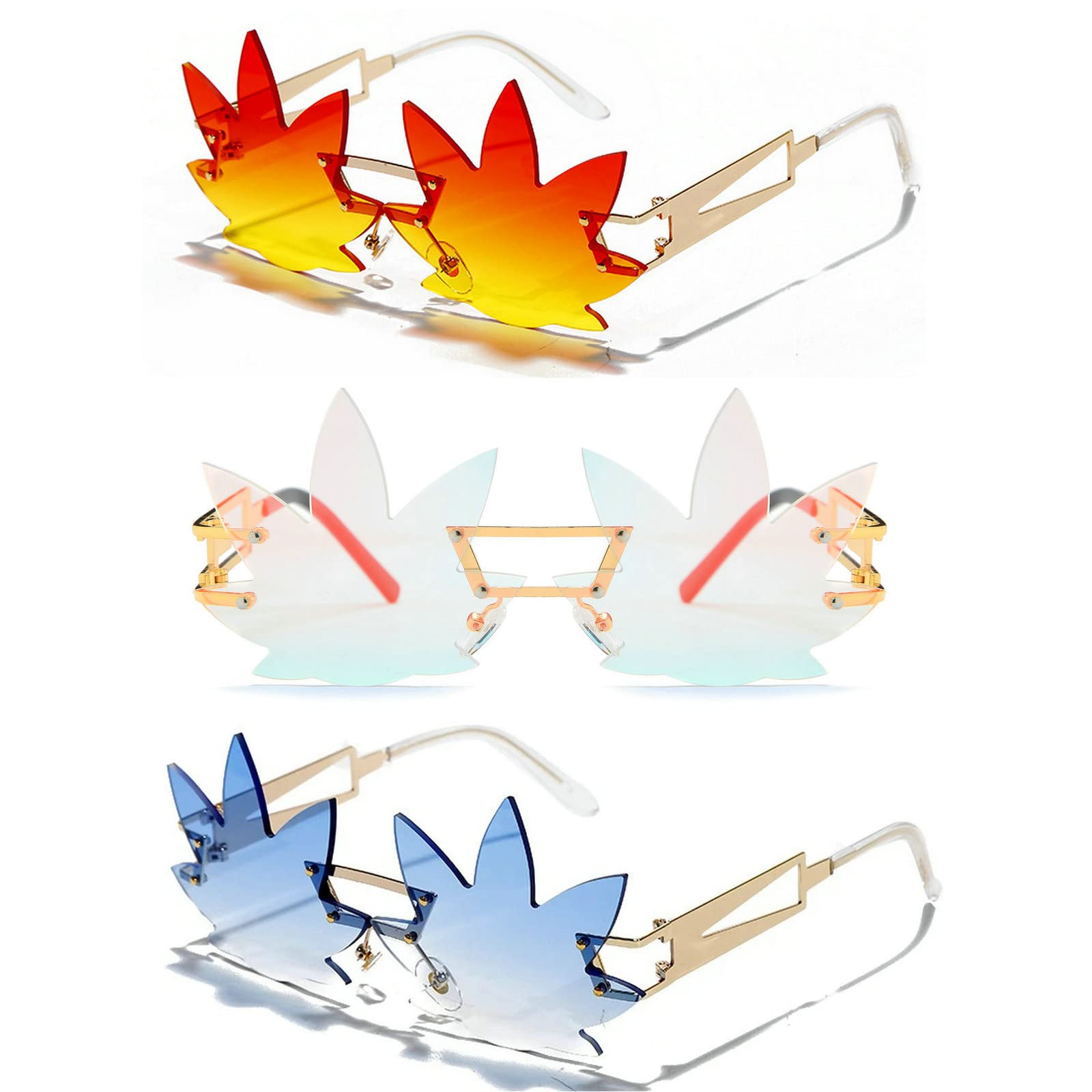 Vintage Punk Sunglasses Men Women 2020 Fashion Colorful Rimless Leaf-shaped Sun Glasses