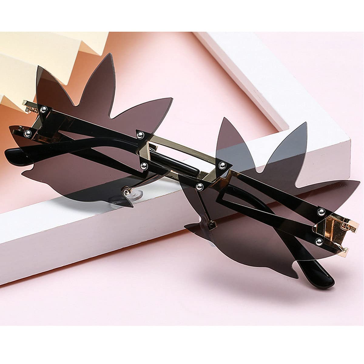 Vintage Punk Sunglasses Men Women 2020 Fashion Colorful Rimless Leaf-shaped Sun Glasses