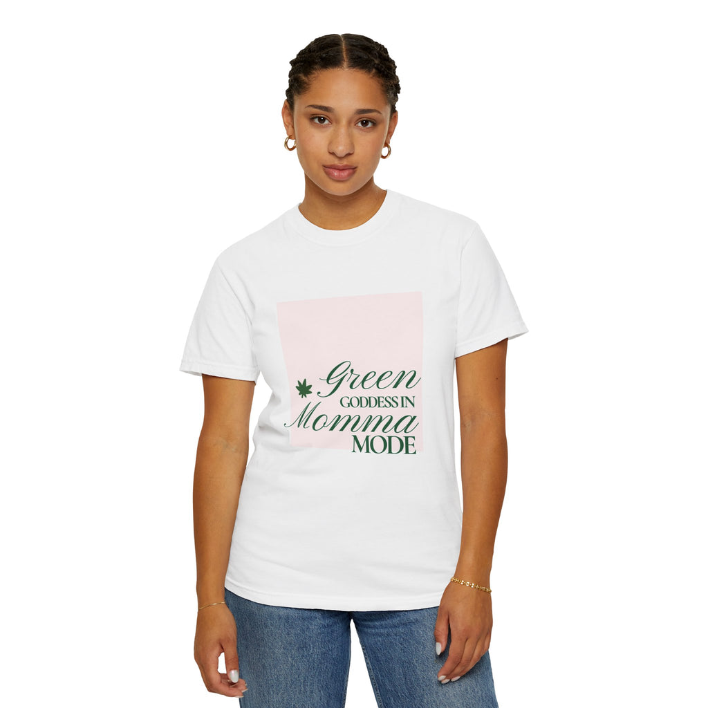 Cannabis women shirt "green goddess in momma mode"