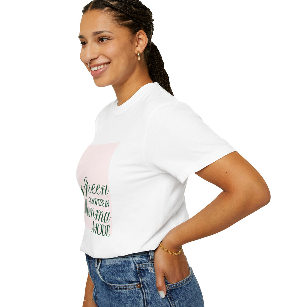 Cannabis women shirt "green goddess in momma mode"