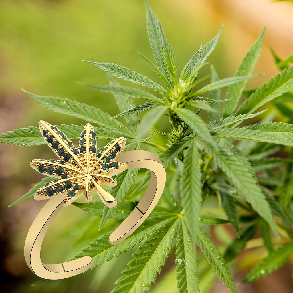 TGBJE Cannabis Leaf Ring Cannabis Gift Cannabis Weed Gift Cannabis Lover Gift Marijuana Gift